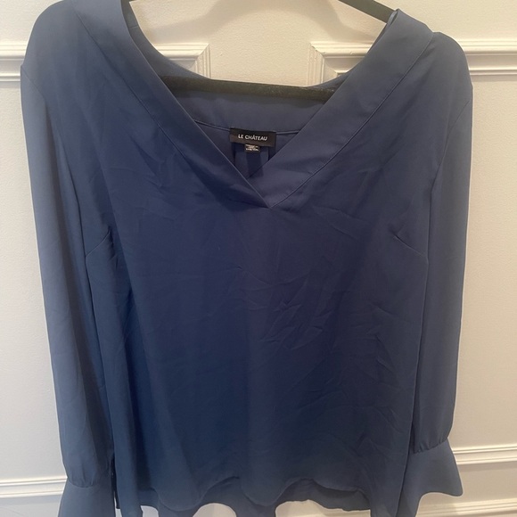 Le Chateau Blue Long Sleeve Blouse - Picture 1 of 3